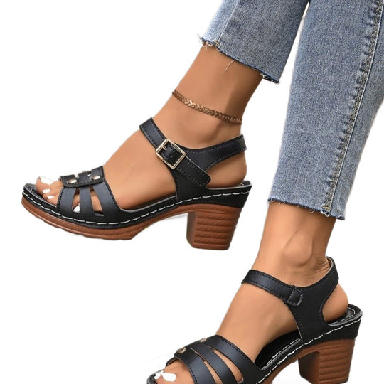 Damen Halbsandalen mit Blockabsatz R&B