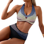 Damen Hochgeschnittenes Bikini-Set mit stilvollem Punktmuster R&B