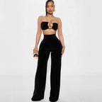 Damen Cut-Out Oberteil mit high-waisted Hose R&B