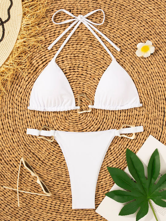 Damen Triangel-Bikini mit verstellbarem Halter und elegantem Schnallen-Detail R&B