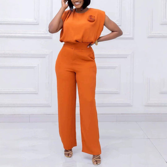 Damen eleganter All-in-One-Jumpsuit mit floralem Detail R&B