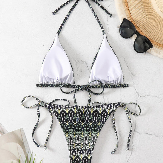 Damen Triangel-Bikini mit verspieltem Schlangenmuster R&B