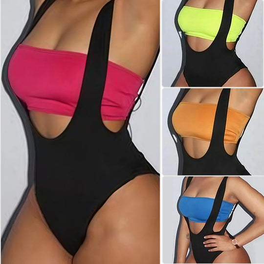 Damen Badeanzug mit modernem Cut-Out-Design und verstellbaren Trägern R&B