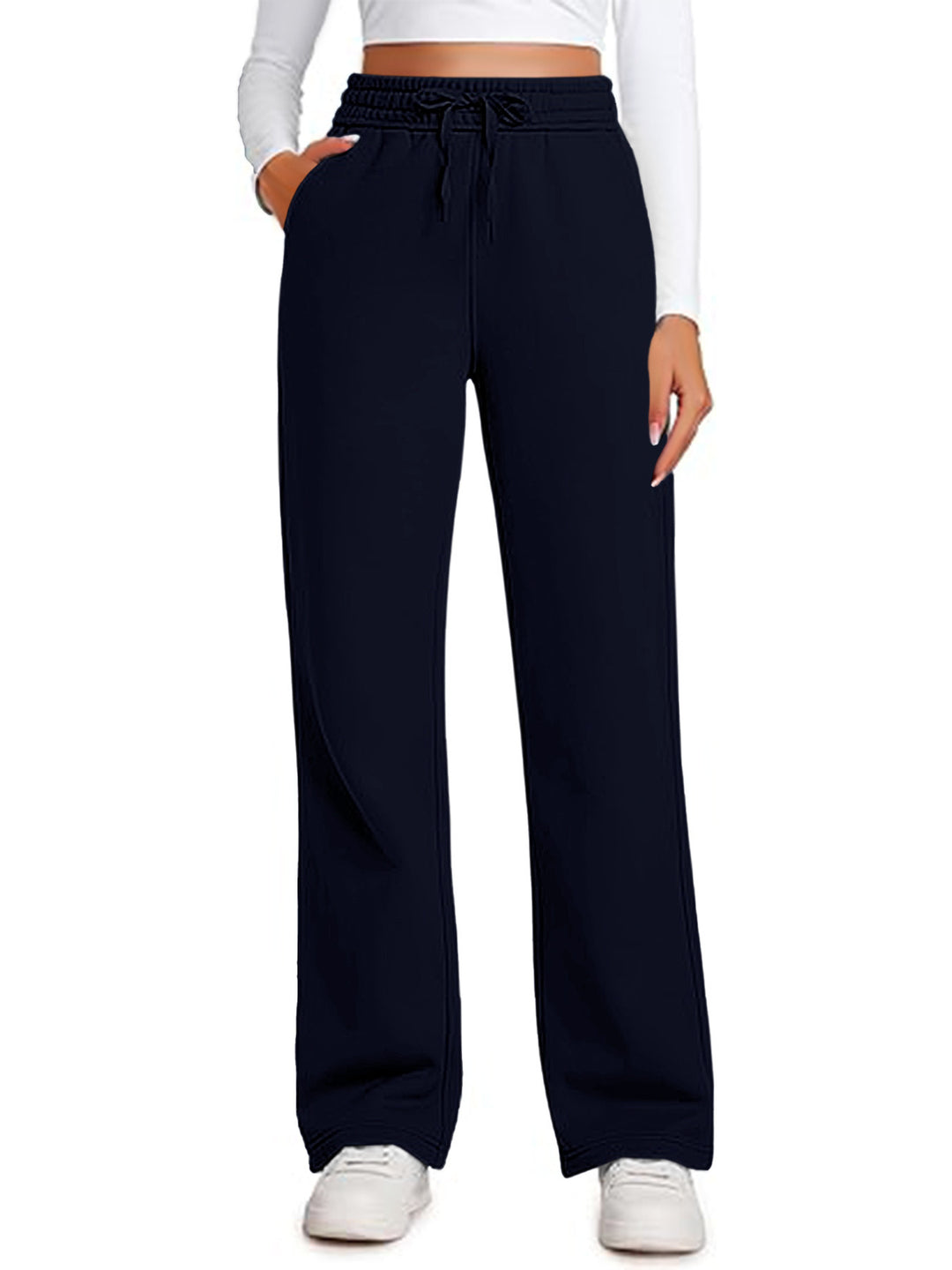 Damen Lässige Freizeithose mit weitem Schnitt und elastischem Bund R&B