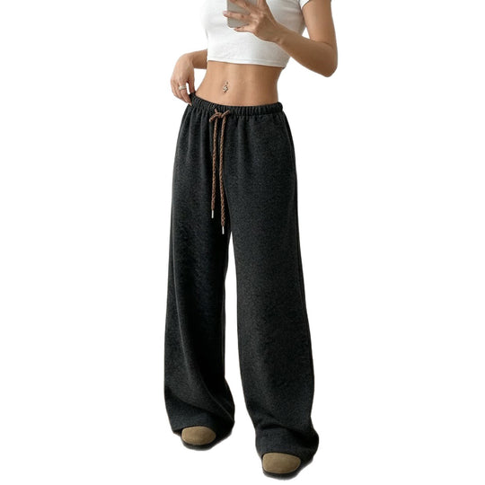 Damen lässige Palazzo-Hose mit elastischem Bund und verstellbarem Kordelzug R&B