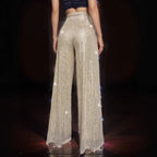 Damen Glänzende Weite Hose im festlichen Design R&B