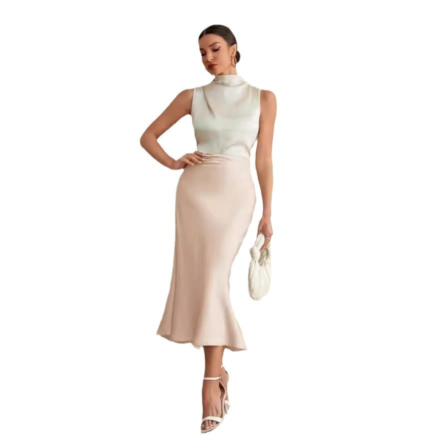 Damen eleganter Midirock mit sanftem Schnitt und hohem Bund R&B