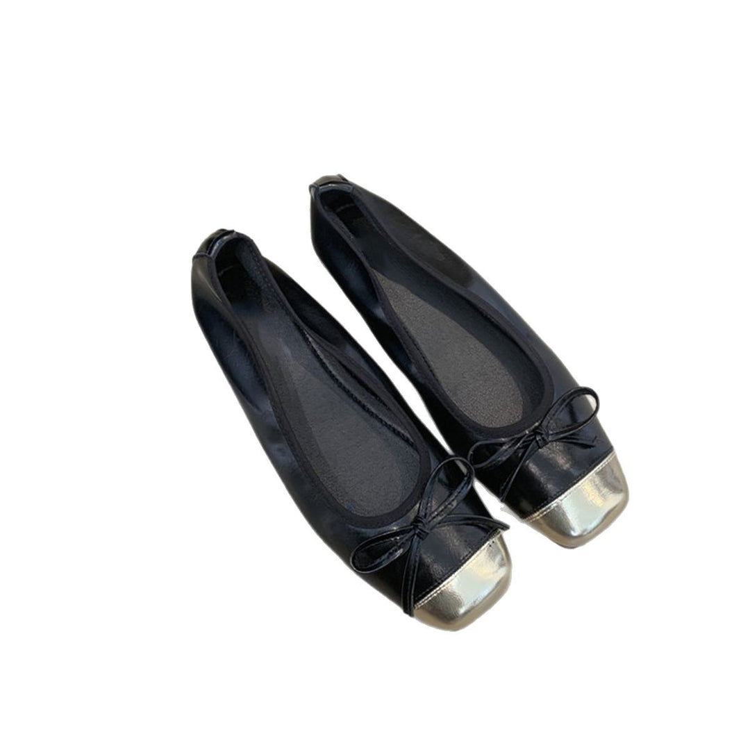 Damen elegante Ballerinas mit glänzendem Obermaterial und zierlicher Schleifenverzierung R&B