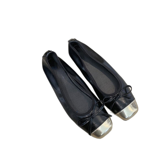 Damen elegante Ballerinas mit glänzendem Obermaterial und zierlicher Schleifenverzierung R&B