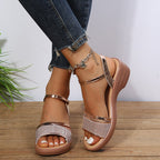 Damen Wedge-Sandalen mit metallic Akzenten und verstellbarem Riemendesign R&B