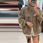 Damen lässige Oversize-Jacke aus Wildleder R&B