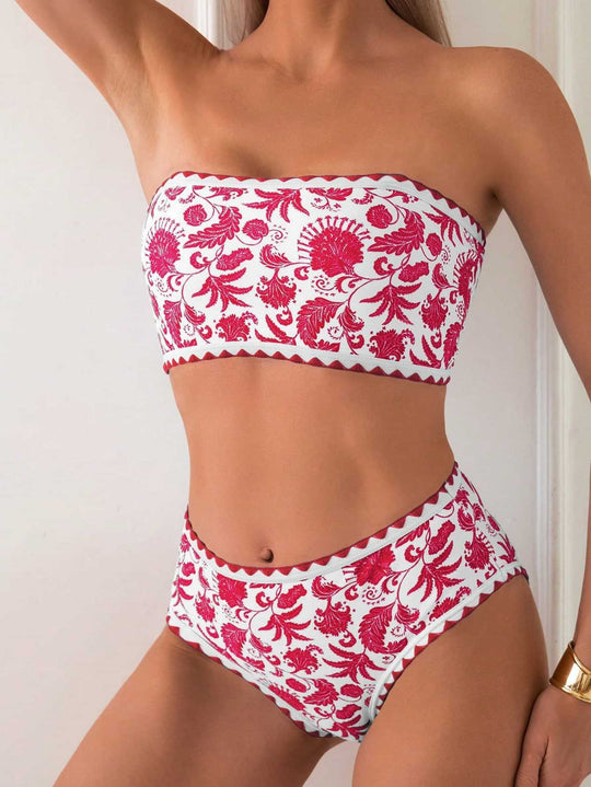 Damen Bandeau-Bikini mit trendigem floralen Design R&B
