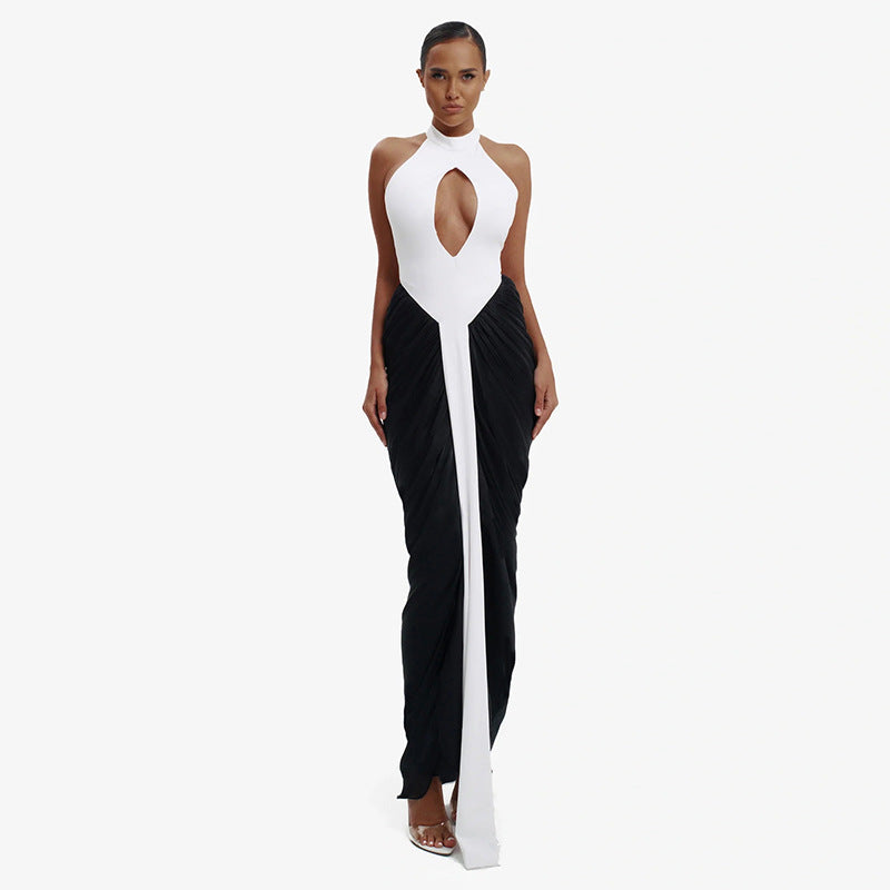 Damen Maxikleid mit hochgeschlossenem Ausschnitt und elegantem Cut-Out R&B