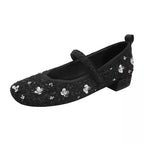 Damen Ballerinas mit floralem Glitzer-Akzent und verstellbarem Riemendesign R&B