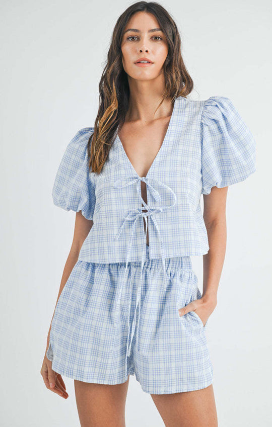 Damen-Set mit gepufften Ärmeln und verstellbarem Kordelzug R&B