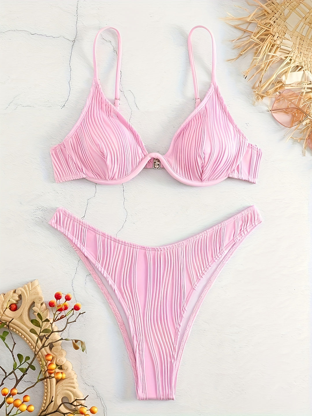 Damen Bikiniset mit elegantem Faltenmuster R&B