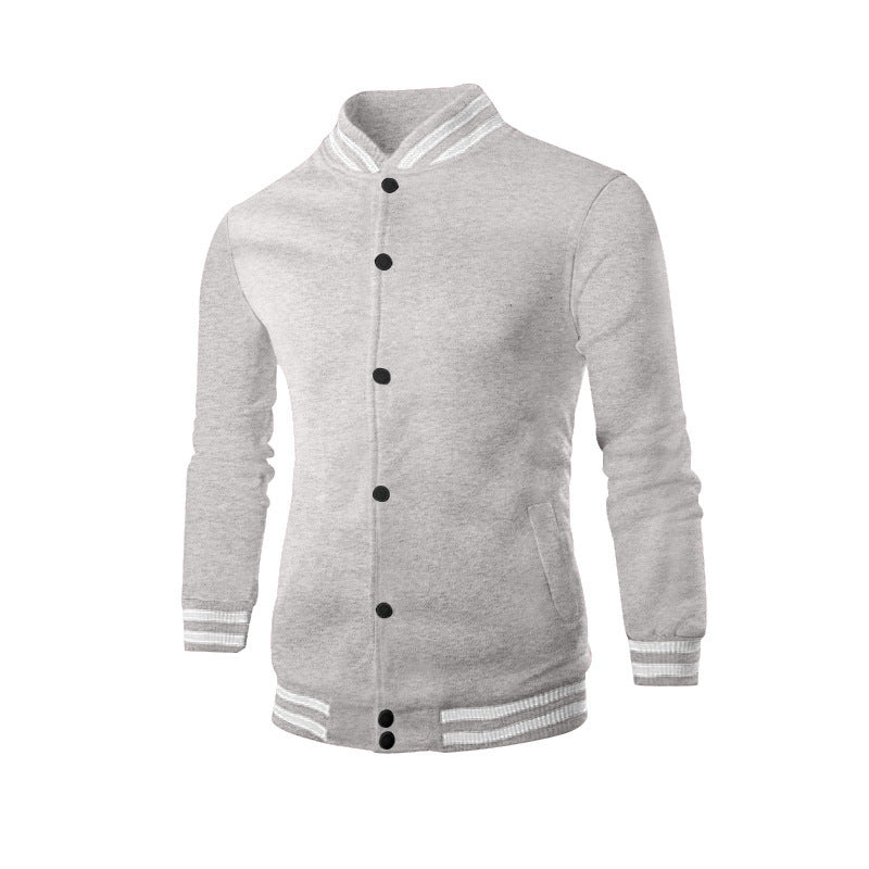 Herren nan College-Strickjacke im Retro-Look mit Rippkragen, Druckknopfverschluss und Eingrifftaschen R&B