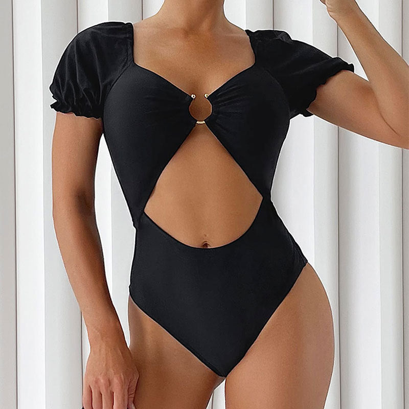 Damen Cut-Out Einteiler Badeanzug R&B
