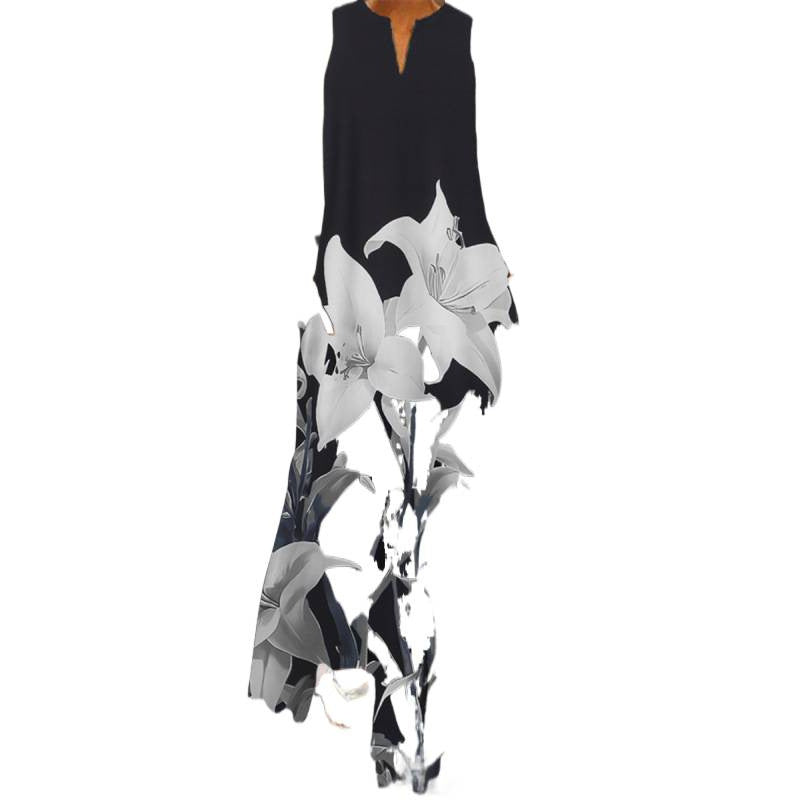 Damen Maxikleid mit elegantem floralem Design und seitlichen Taschen R&B