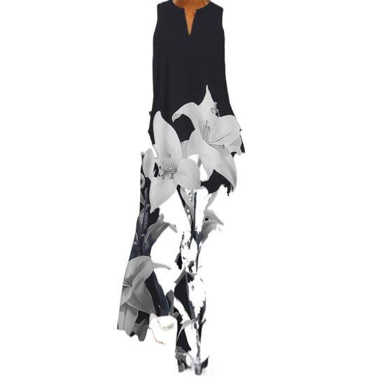 Damen Maxikleid mit elegantem floralem Design und seitlichen Taschen R&B