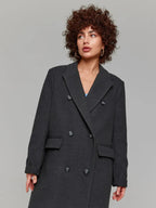 Damen Eleganter Doppelreiher-Mantel mit strukturierten Details R&B