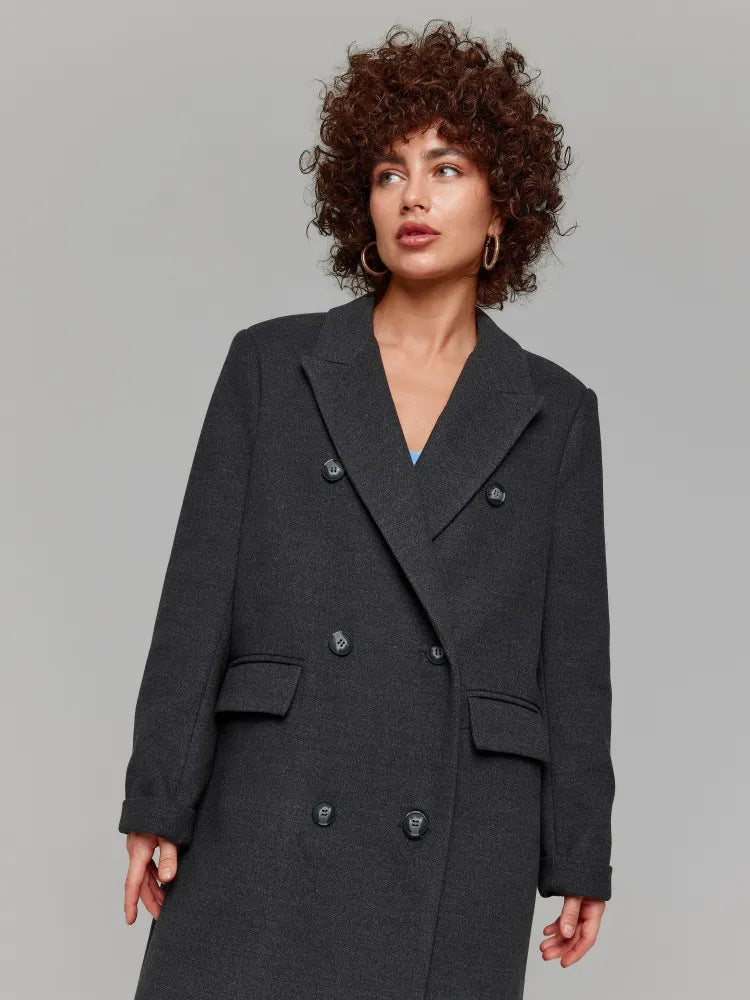 Damen Eleganter Doppelreiher-Mantel mit strukturierten Details R&B