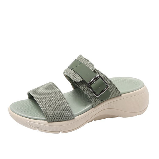 Damen bequeme Sandalen mit breitem Riemen und ergonomischer Sohle R&B