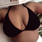 Damen Triangel-Bikinioberteil mit tiefem V-Ausschnitt und verstellbaren Trägern R&B