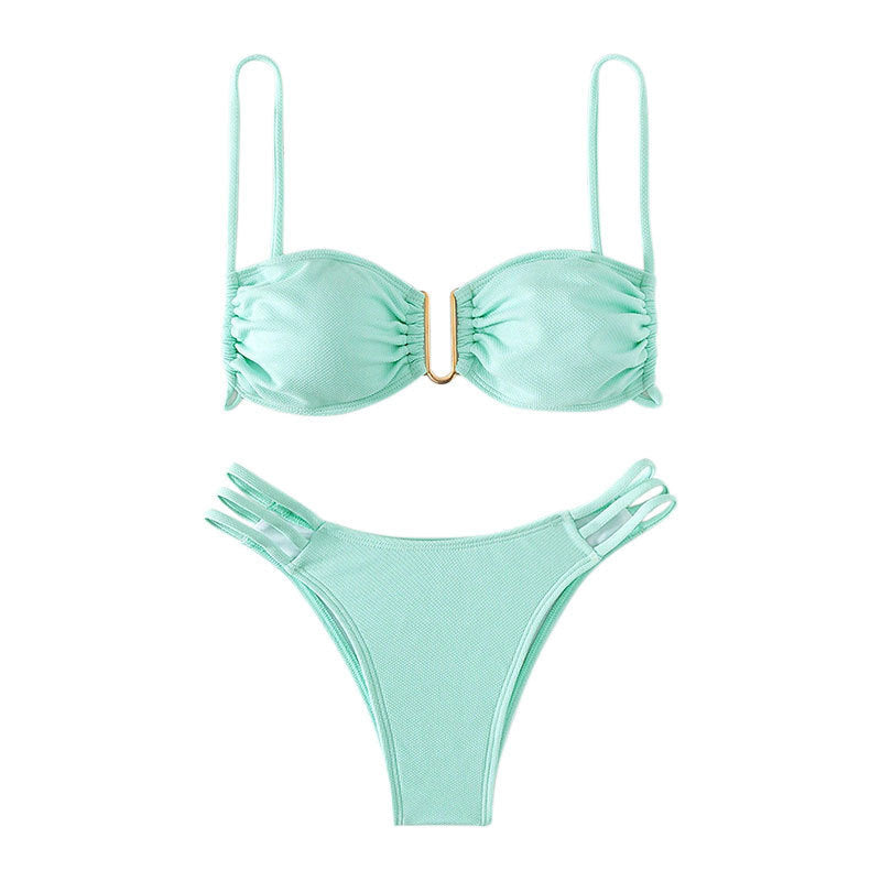 Damen Bikini-Set mit modischem Push-Up-Oberteil und elegantem Gummidetail R&B