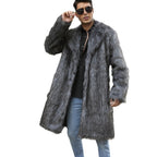 Herren Eleganter Kunstpelz-Mantel mit breitem Kragen und Relaxed Fit R&B