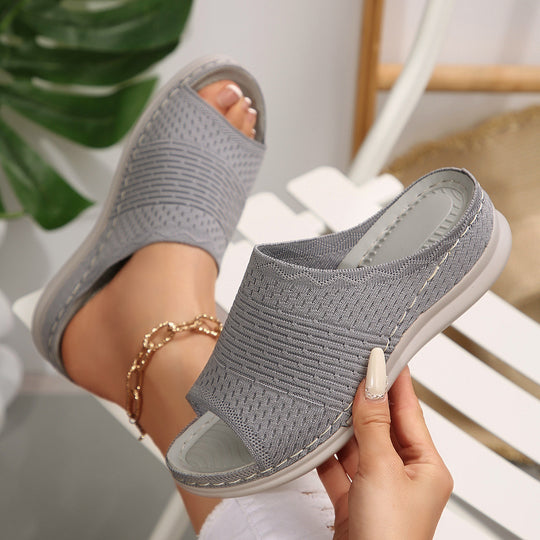 Damen Komfortable Riemenpantoletten mit elastischem Obermaterial und ergonomischer Fußbett R&B