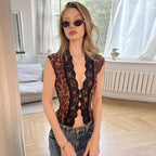 Damen Sexy Spitzenoberteil mit Leopardenmuster R&B