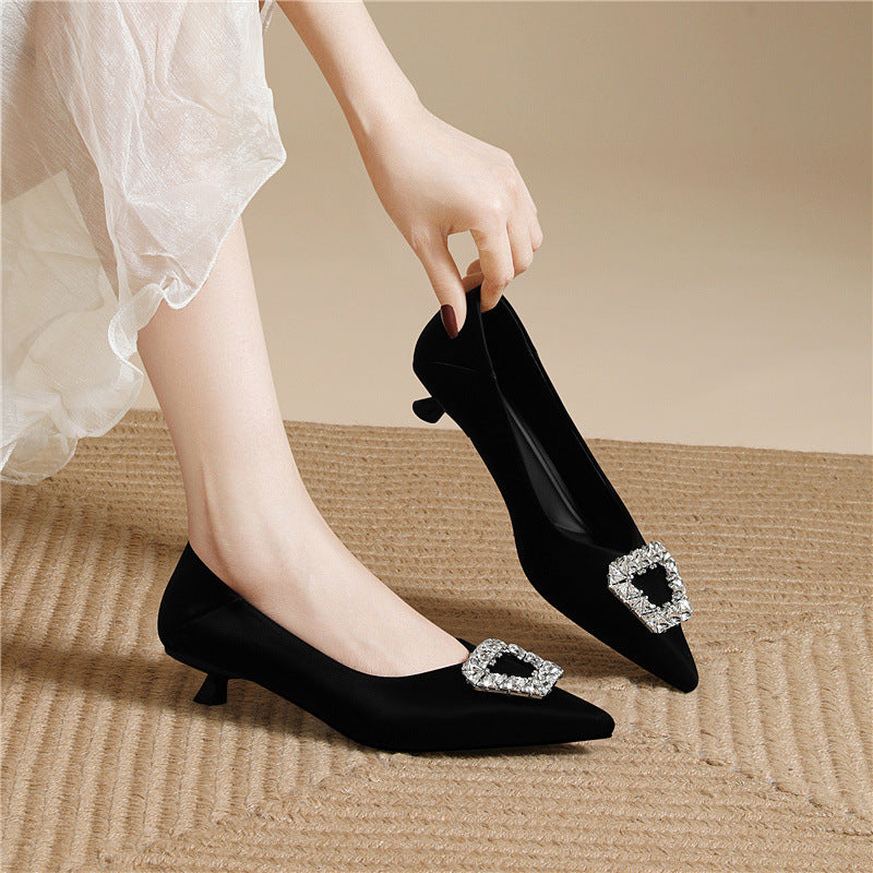 Damen Elegante und modische Ballerinas mit funkelndem Schmuckdetail R&B