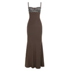 Damen elegantes Maxikleid mit Spitzendetails R&B