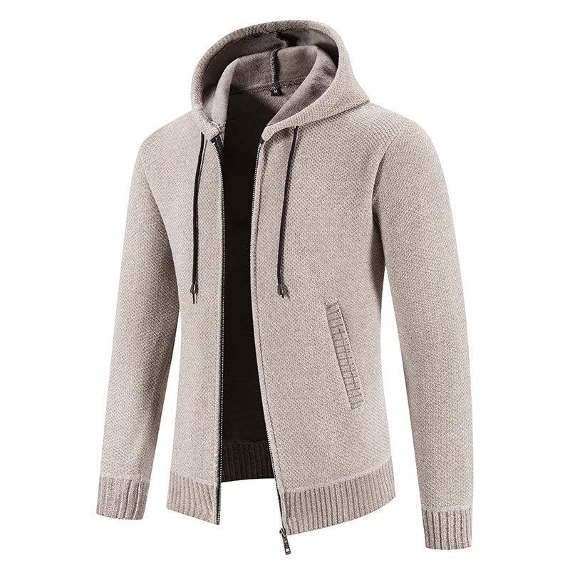 Herren Strickjacke mit Kapuze und strukturiertem Design R&B