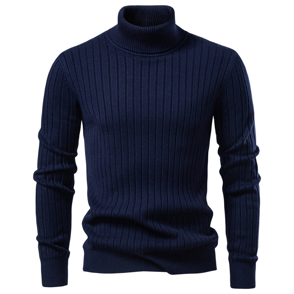 Herren Rollkragenpullover mit feinem Rippstrukturdesign R&B
