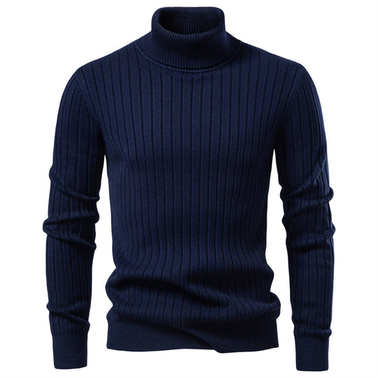 Herren Rollkragenpullover mit feinem Rippstrukturdesign R&B