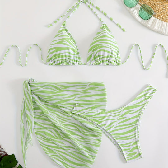 Damen Triangel-Bikini Set mit modischer Wickeltunika R&B