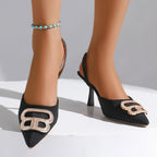 Damen Slingback Pumps mit elegantem Schmuckdetail R&B