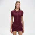 Damen Figurbetontes Polokleid mit Reißverschluss und Raffung R&B