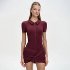 Damen Figurbetontes Polokleid mit Reißverschluss und Raffung R&B
