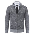Herren modische Strickjacke mit hohem Kragen und stilvollem Zopfmuster R&B