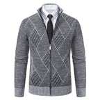 Herren modische Strickjacke mit hohem Kragen und stilvollem Zopfmuster R&B