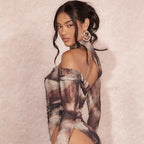 Damen Hochgeschlossener Bodysuit mit asymmetrischem Schnitt und raffinierten Drapierungen R&B