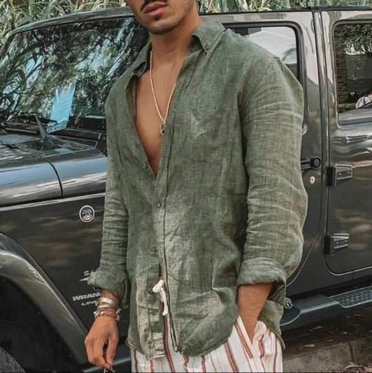 Herren Leichtes Leinenhemd R&B