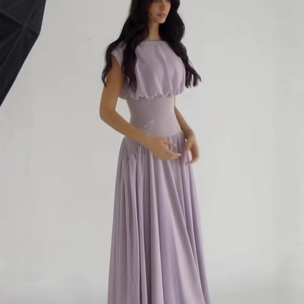 Damen Maxikleid mit eleganter Raffung und femininen Akzenten R&B