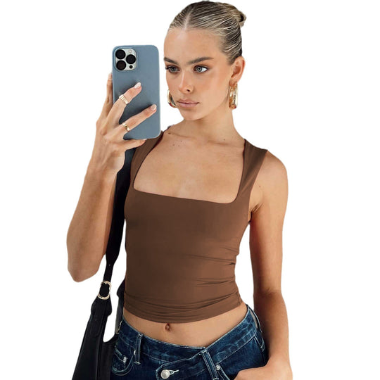 Damen cropped Body mit breiten Trägern und figurbetontem Schnitt R&B