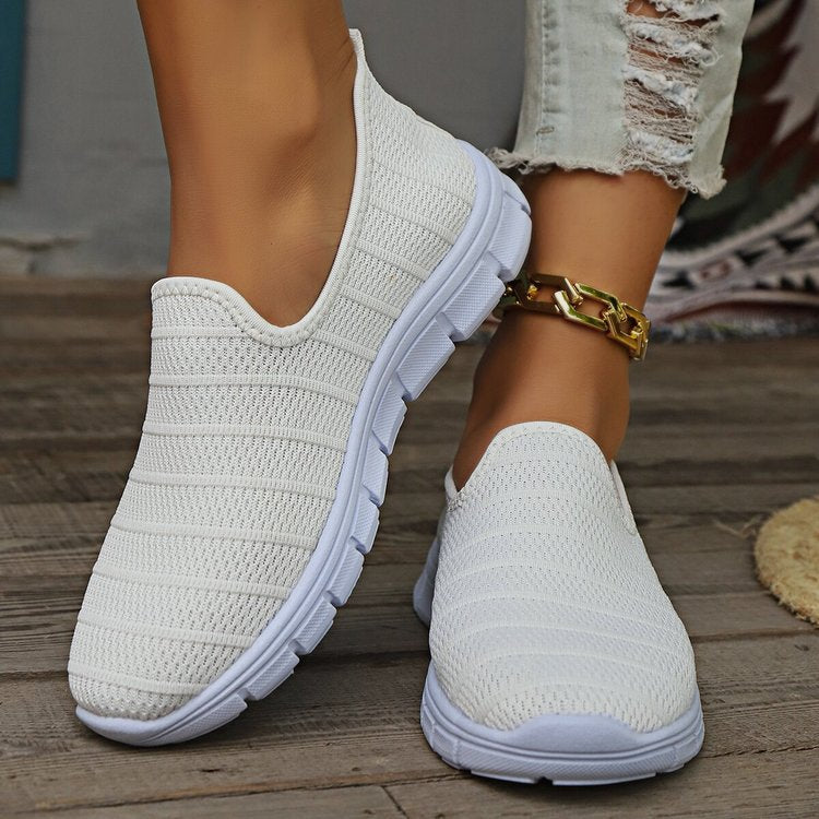 Damen Slip-On Sneakers mit atmungsaktiver Oberflächenstruktur und rutschfester Sohle R&B