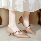 Damen elegante Mary Jane Pumps mit dekorativem Riemen