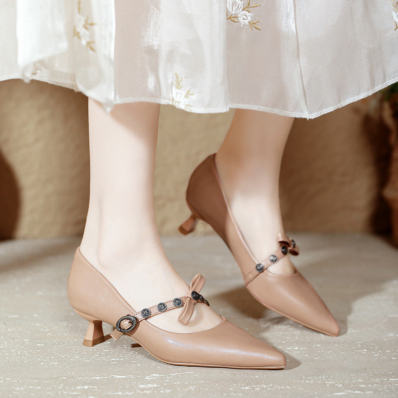 Damen elegante Mary Jane Pumps mit dekorativem Riemen